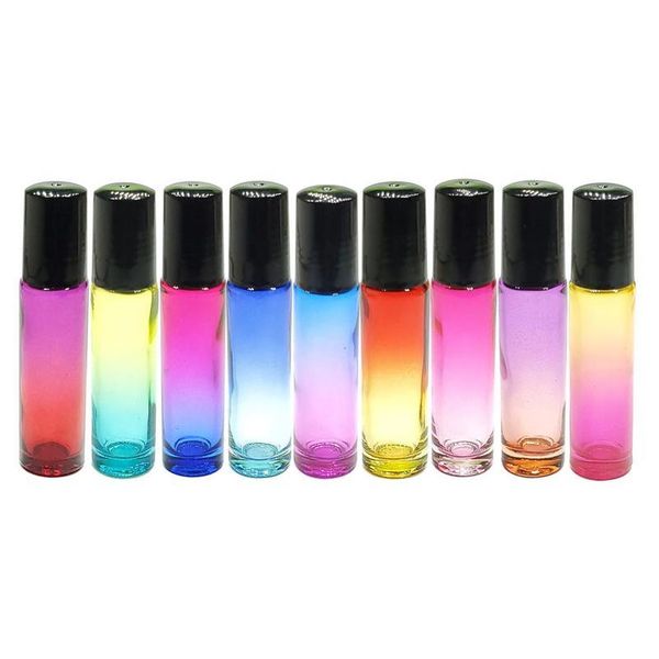 

1pcs 10ml glass amber roll-on essential oil bottle portable travel perfume bottle rollable black plastic ca sqcijf