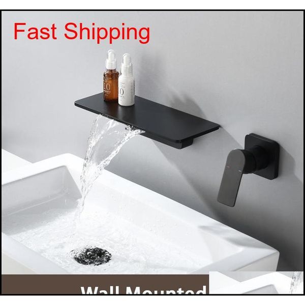 

waterfall faucet matte black wall mounted bathroom bathtub faucet large shelf platform basin water mi qylrzq bdenet