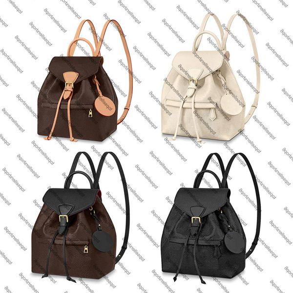 

m45205 m45515 montsouris pm elegant women genuine cowhide leather emobss canvas buckle backpack satchel purse shoulder bag, Black