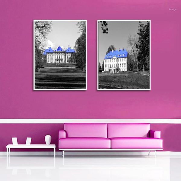 

paintings modernÂ style gorgeous villa black and white background canvas painting posters prints wall pictures for living room decor1