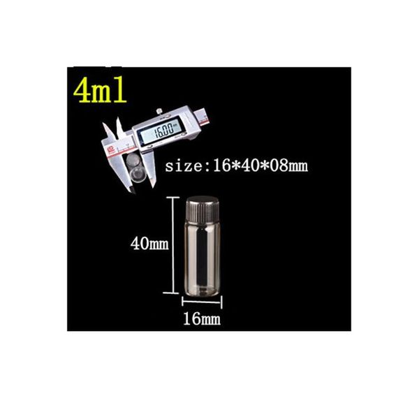 

16*40*8mm 4ml glass bottles with plastic lid transparent empty glass gift bottles jars black cap 10 jlleyd