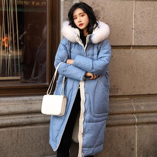 

winter women's down jacket long woman parkas raccoon fur collar coat female jackets for women clothes puffer jacket 2020 wpy10241, Black