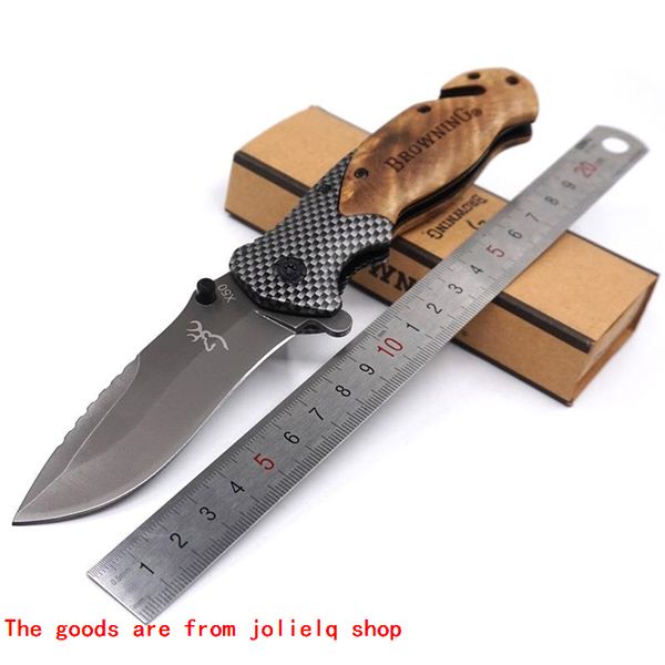 

folding tactical knife pocket x50 browning titanium survival knives 440c steel blade wood handle camping knife huntting fishing qynf gmed6