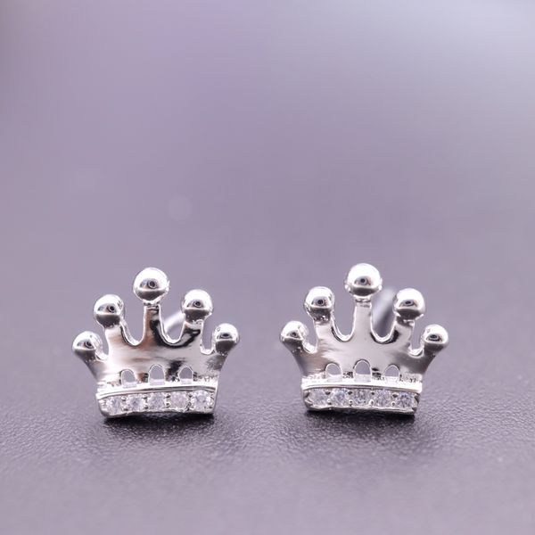 

hengsheng s925 silver cross-border one product dropshipping crown fashion korean style simple zircon stud earrings for women, Golden