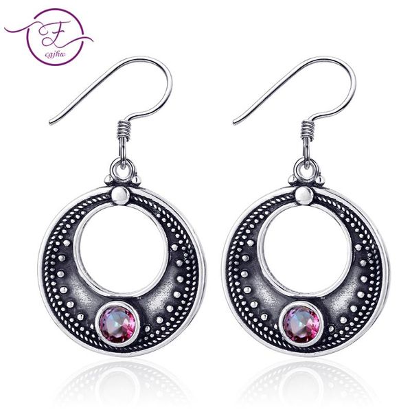 

dangle & chandelier women's 925 sterling silver jewelry earrings natural rainbow fire mystery z retro hollow party wedding gifts
