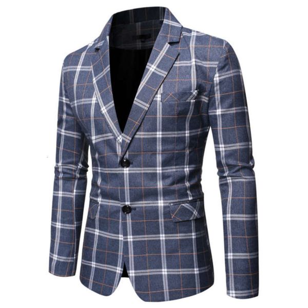 

plaid aohuafeng european two men's business casual grain single breasted dress jacket suit, White;black