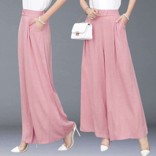 

leg thin cotton hemp 2020 wide summer high loose elastic waist korean version of nine point casual skirt pants, Black;gray