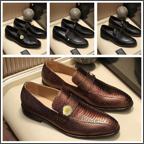 

bs new design luxury plaid dress shoes for men slip on male loafers classic point toe wedding shoes big size 45 11, Black