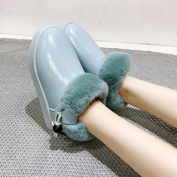 

flat cotton shoes ankle boots woman comfortable zapatos de mujer women's waterproof snow boots winter thicken plush warm, Black