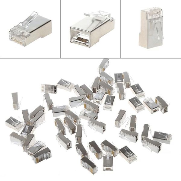 

computer cables & connectors 50/100pcs cat5 rj45 8-pin shielded modular plug ethernet network cable connector