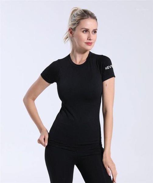 

yoga outfits women summer t shirts slim sports fitness short sleeve mesh womens gym shirt sport wear 2021 running active wear1, White;red