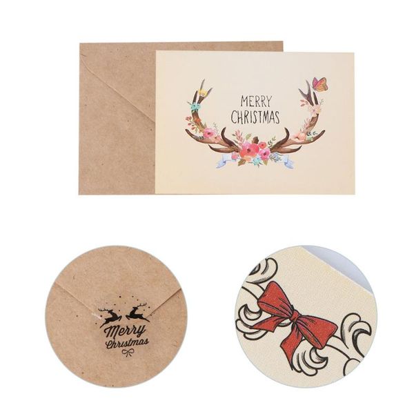 

5 sets of greeting wish cards set retro blessing card envelope christmas gift