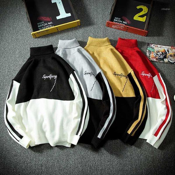 

men's sweaters men knitted pullover jumper 2021 fashion contrast color mens hip hop streetwear pullovers male knitwear sweater 1, White;black