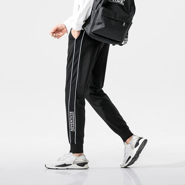 

nine minutes of pants male spring and autumn breathable pants male all-matching harem tapered casual korean trend1, Black