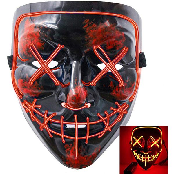 

newcosplay led costume mask el wire scary light up for halloween festival party red yellow pink purple green