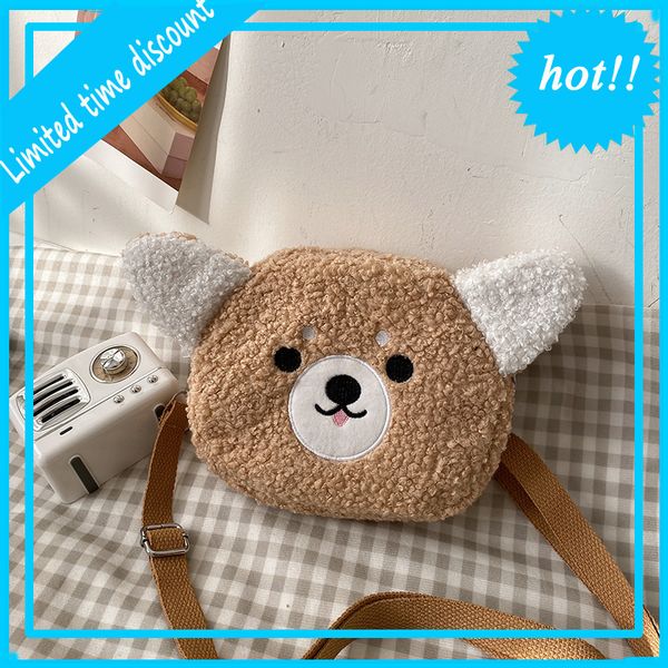 

lamb hair for women new fashion in autumn and winter 2020 students' versatile one shoulder cartoon cute girl messenger bag