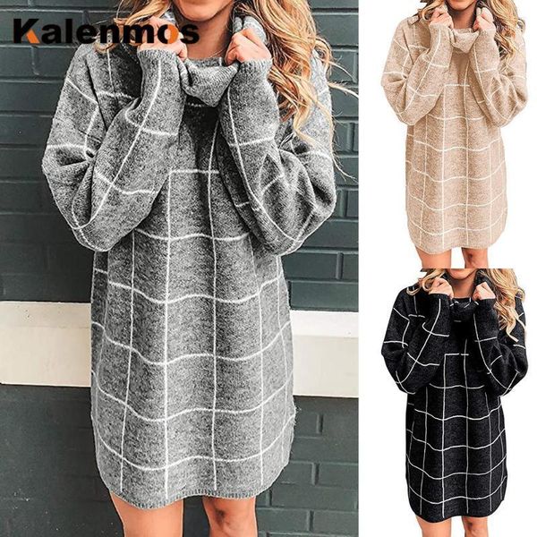 

plaid knit sweater women pullovers autumn winter kalenmos long slevee scarf collar loose streetwear harajuku chic sweaters1, White;black