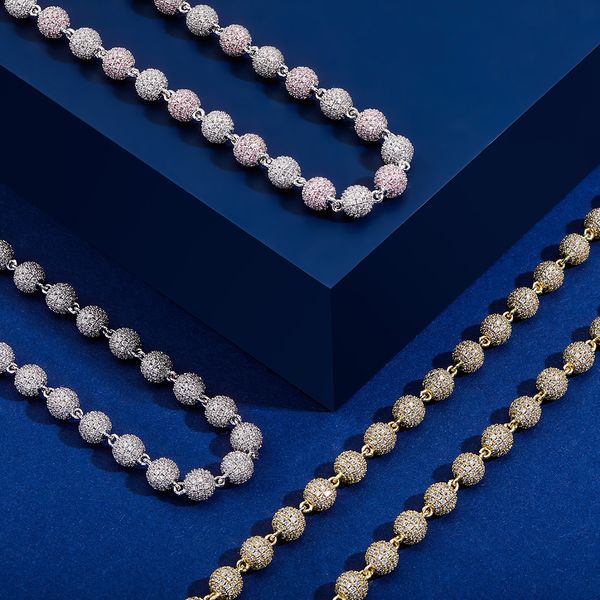 

8 мм в ширину hip hop cz мощеного bling iced out бисер ссылка цепь чокеры ожерелье для женщин мужчин рэппера ювелирных изделий, Silver