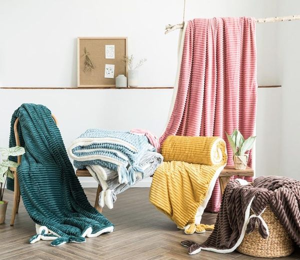 

thick double blanket flannel kids warm fleece blanket cover soft sofa cushion