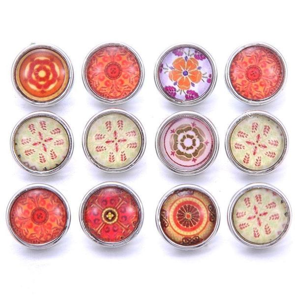 

10pcs lot mixed colors pattern 12mm glass snap button jewelry faceted glass snap fit snap earrings bracelet jewelry h sqckdn