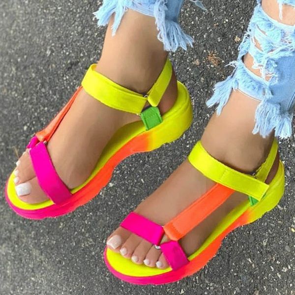 

2020 ins multi colors big size 43 casual shoes woman flat dropship comfortable sandals female light sandalias mujer, Black