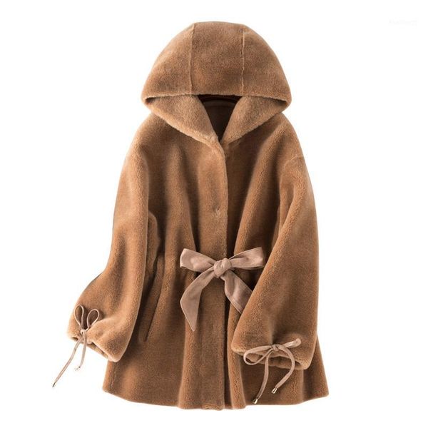 

real fur coat female wool jacket autumn winter coat women clothes 2019 sheep shearling korean vintage suede lining zt39841, Black