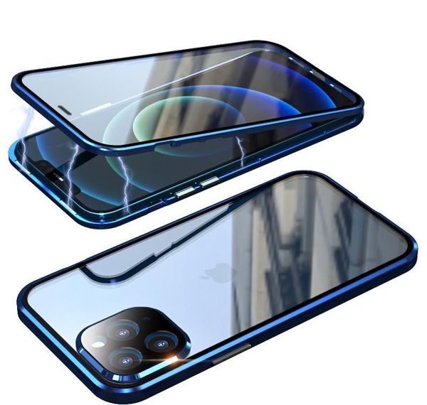 

360 full tempered glass magnetic adsorption phone case for iphone 12 pro max 11 xs max xr x 8 7 6 6s plus bfitg bgmlq