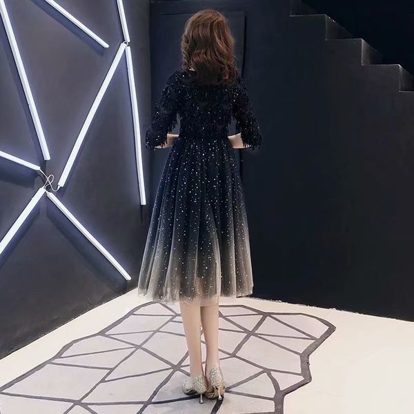 

2021 new robe soiree evening dresse black o-neck half-sleeved feast clothes *1087*dress women* vpim, Black;red