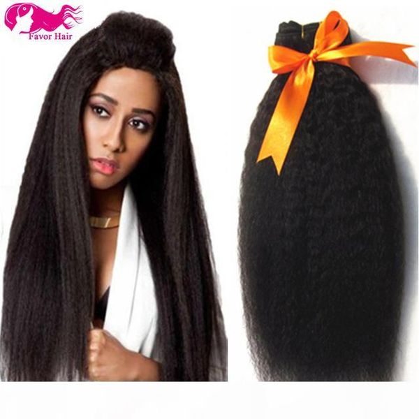 

7a grade 8-28inch kinky straight hair weft coarse yaki italian yaki natural color peruvian virgin human hair weaves, Black