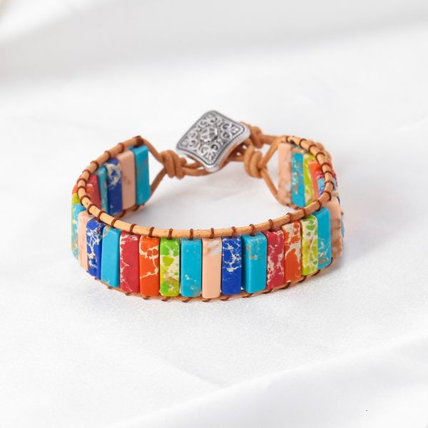 

rope color woven emperor leather hand natural stone bracelet, Silver