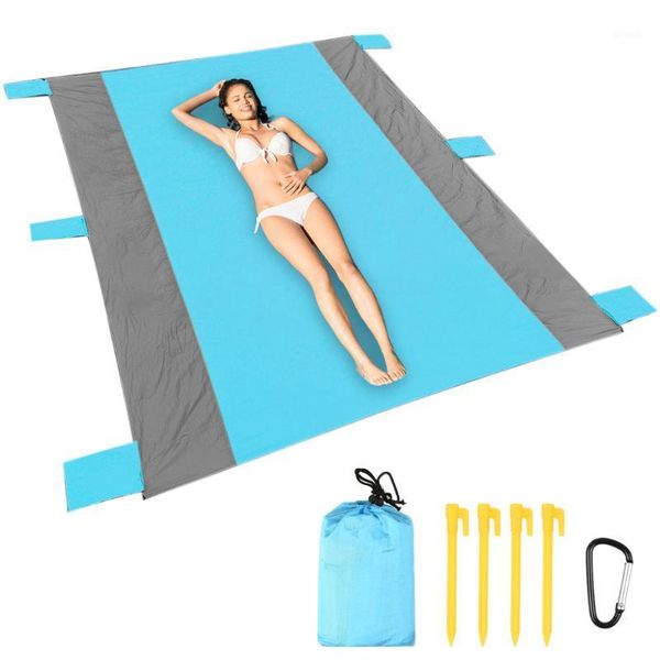 

outdoor pads water resistant camping mat beach blanket with corner pockets stakes sand proof picnic for travel hiking1