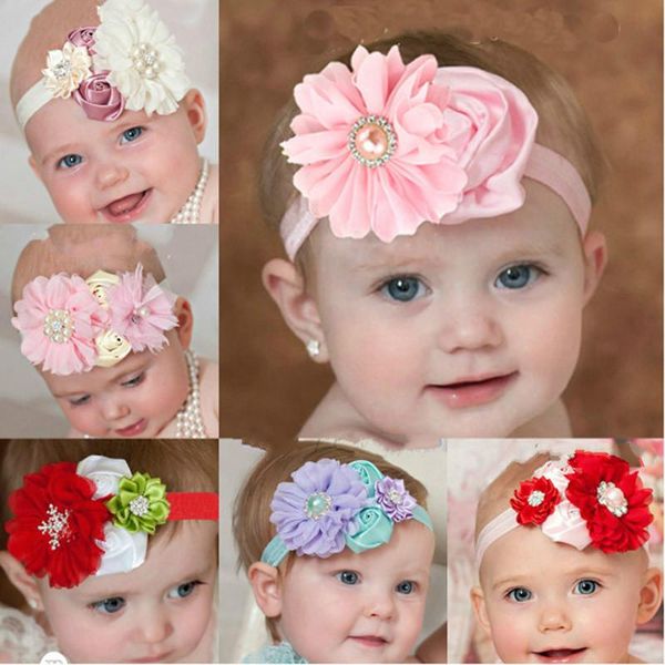 

hair accessories lovely girls sun flower with pearl turban hairband headband bohemia head wrap band party, Slivery;white