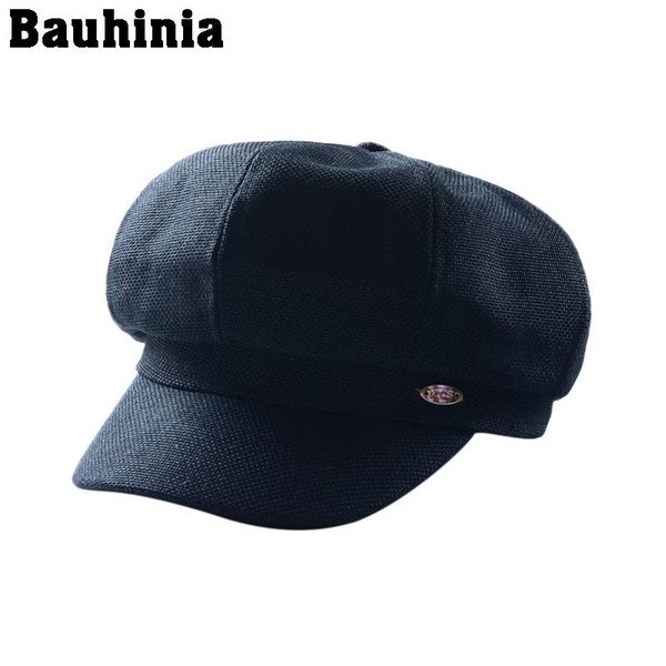 

berets bauhinia spring and summer hat ladies art retro casual wild octagonal cotton beret, Blue;gray