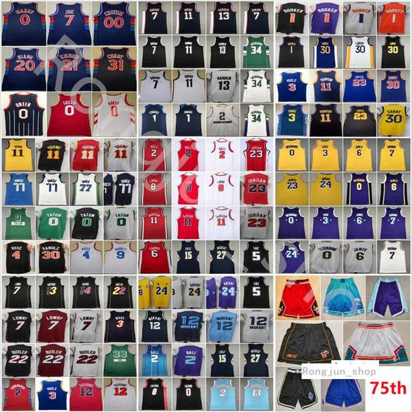 

2022 75th anniversary basketball poole young maxey embiid niang dosunmu cunningham fox green jokics murray lillard leonard george barrett, Black;red