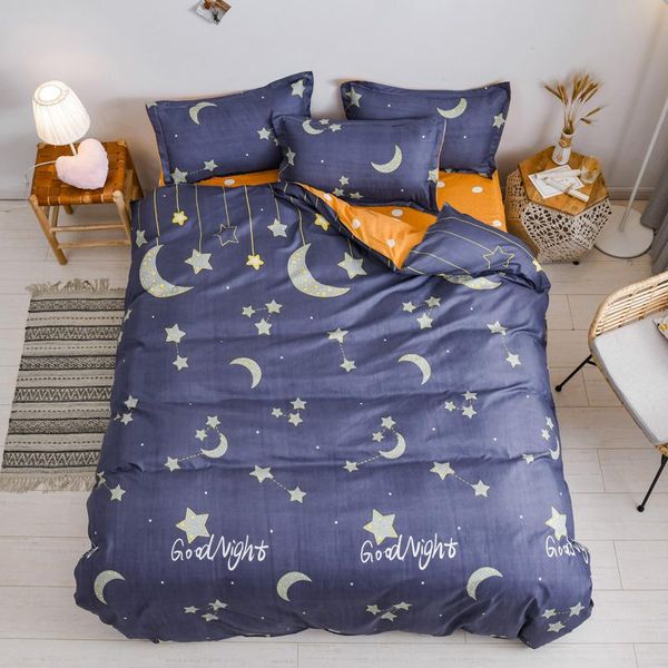 

black orange color bed linen set duvet cover stripe flat bed sheet pillowcase bedding set king  double full single