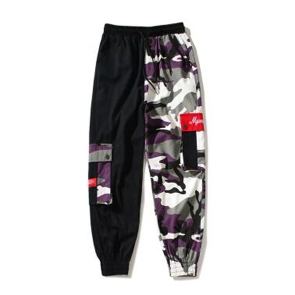 

2021 new pink yellow camouflage cargo pants of men's women hip hop streetwear hallways couple camo sweatpants clothes 12z5, Black;white