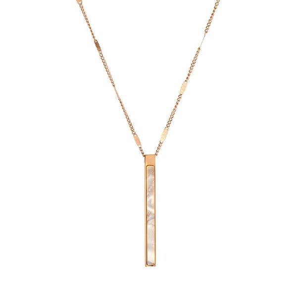

chokers jioromy luxury trendy shell long strip necklaces simple cuboid geometric stainless steel female pendant jewelry, Golden;silver