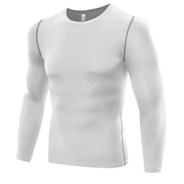 

men's t-shirts 2021 spring autumn long sleeve o-neck high strech joggers tights practice tshirt sweat camisetas hombre men, White;black