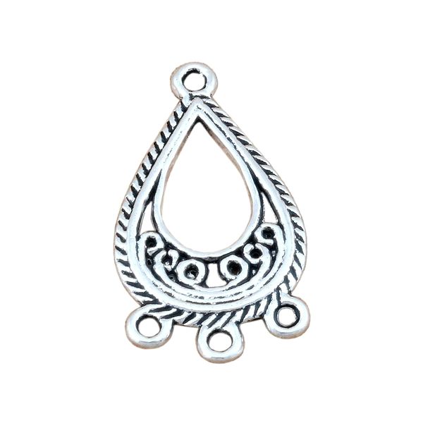 

100 pcs antique silver open филигрань цветок teardrop 3-strand spacer end connector fit кисточкой серьги 15x27mm ювелирных изделий diy