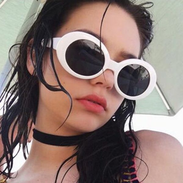 

2020 fashion oval sunglasses for women vintage retro white big frame sun glasses brand designer oculos de sol feminino uv400