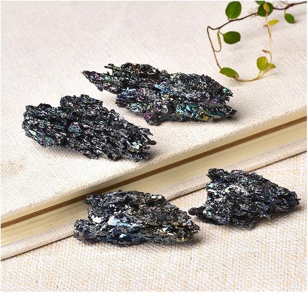 

2pc natural colourful sil mineral specimen natural carbide quartz ornaments healing stone decor teaching specimens d qylzpt, Black