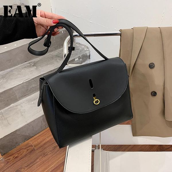 

shoulder bags [eam] women trend pu leather flap personality all-match crossbody bag fashion tide 2021 18a1384