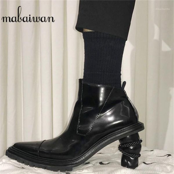 

boots fashion strange style high heel shoes autumn winter black ankle women designer female motorcycle pointed toe retro boots1