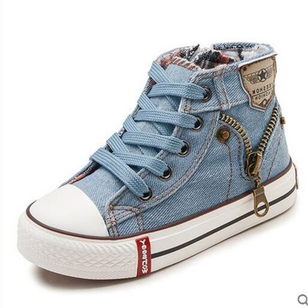 

2020 autumn expert skill children casual boys girls sport breathable denim sneakers kids canvas shoes baby boots, Black;red