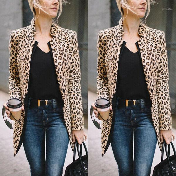 

new fashion women leopard printed women wild jacket sweater casual cardigan long sleeve blazer coat1, Black;brown