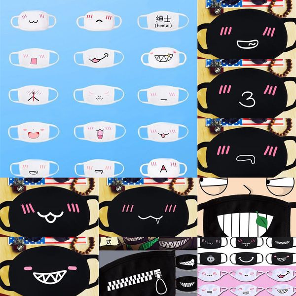 

in stock cotton dustproof anime cartoon kpop lucky bear woman men cute expression black mask mouth half muffle masks 1 ngugi