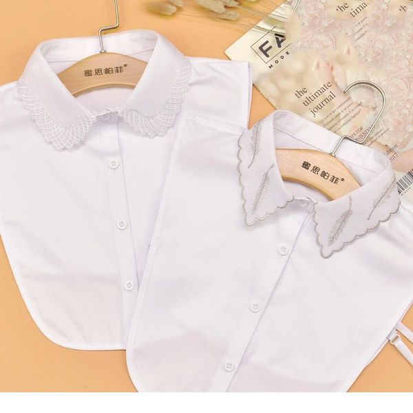 

embroidery fake collar women detachable collars lapel shirt white false collar shirt female kragen sahte yaka kraagje n jlllht, Blue;red