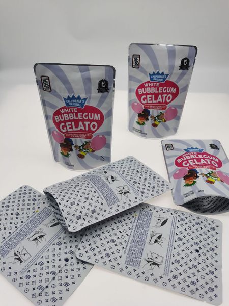 

white bubblegum gelato reusable ziplock bags sf california 3.5-7g empty bag 3.5-7g mylar bags bbyepw bdetoys