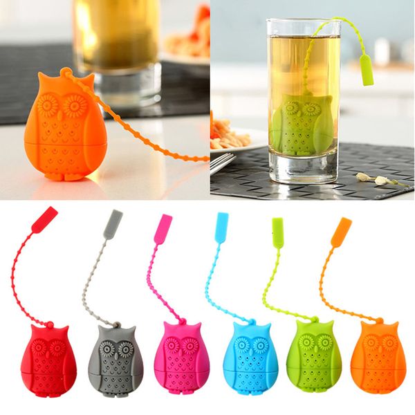 

creative owl strainers cute silicone fliter strainer bags food grade loose leaf tea infuser filter diffuser