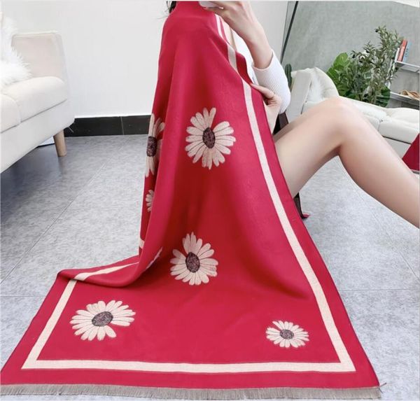 

scarves fashion luxury fresh daisy winter scarf women cashmere warm foulard lady thick soft bufanda shawls wraps, Blue;gray